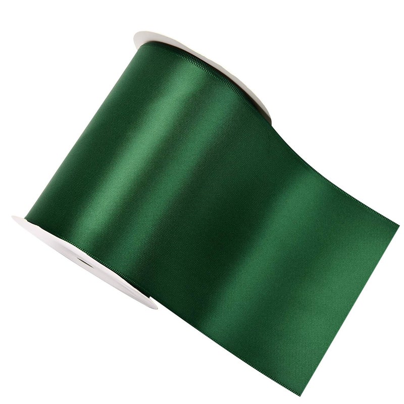 YAMA Double Face Satin Ribbon Roll - 4 inch Wide Solid Color Craft Ribbon, Great for Chair Sash,Making Bow, Sewing and Wedding Bouquet- 5 Yard/Spool, Green - Image 1